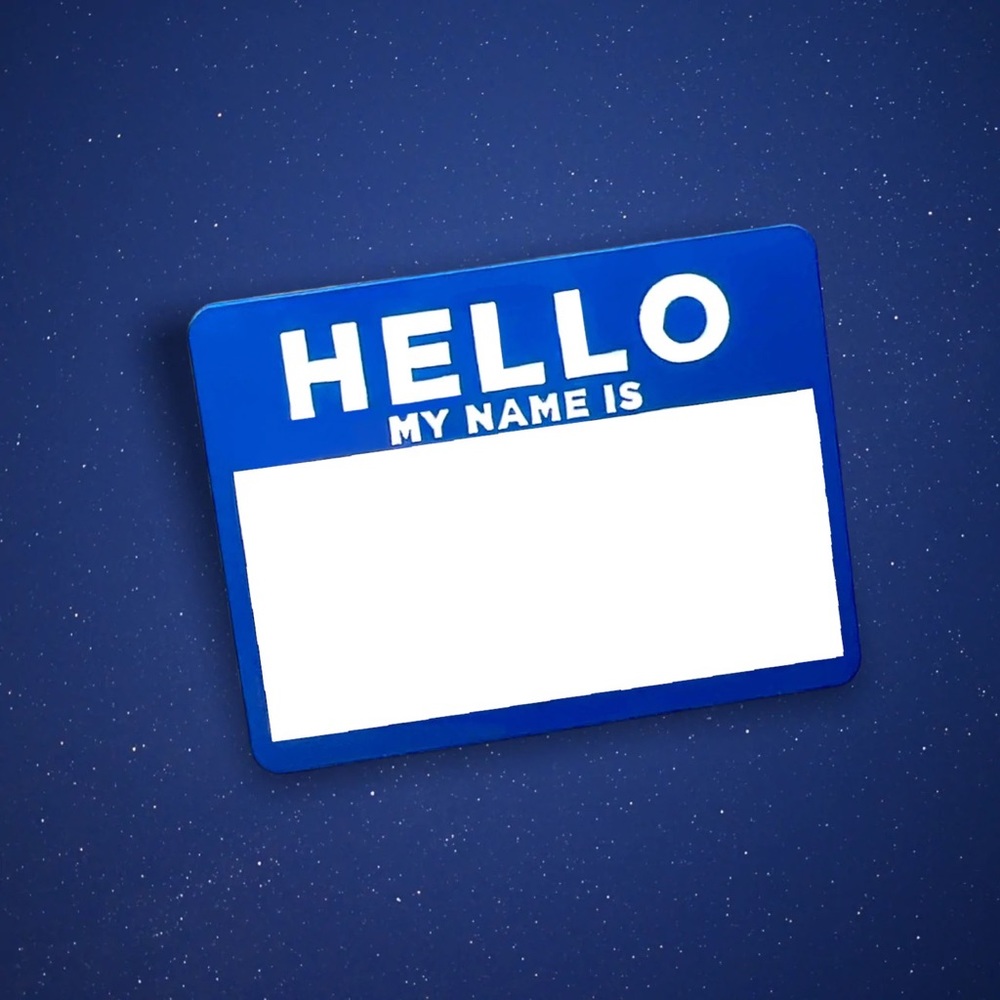 Blue Hello My Name Is Pin ( With Dry Erase Board )